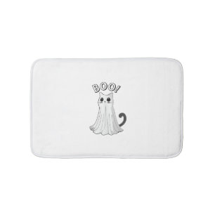 Boo Kitty Cute Ghost Cat Halloween Spooky Kitten Bath Mat