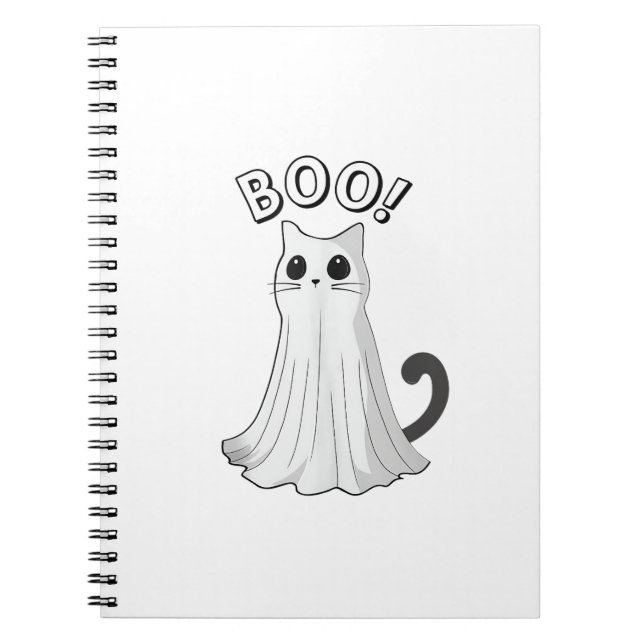 Boo Kitty Cute Ghost Cat Halloween Spooky Kitten  Notebook (Front)
