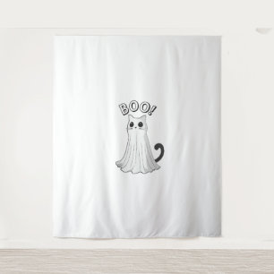 Boo Kitty Cute Ghost Cat Halloween Spooky Kitten  Tapestry