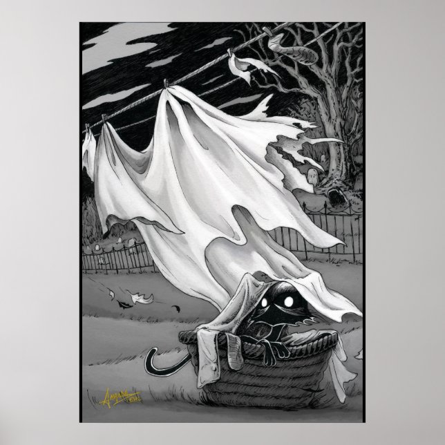 Boo Kitty Helps with Laundry Poster (Front)