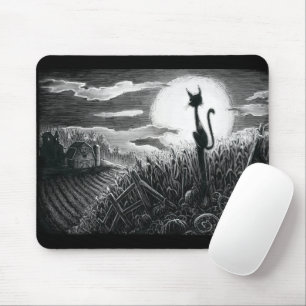Boo Kitty in the Moonlight Mouse Pad