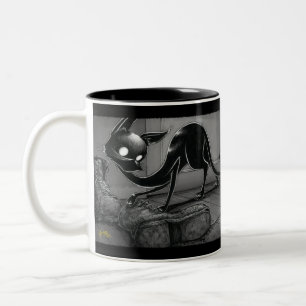 Boo Kitty Pokes a Boot Two-Tone Coffee Mug