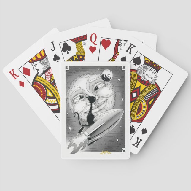 Boo Kitty Rockets to the Moon Playing Cards (Back)