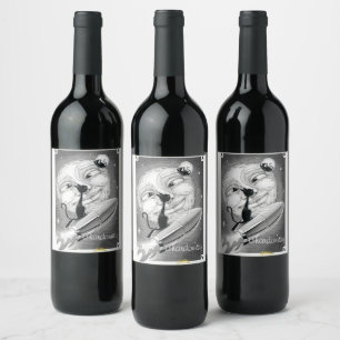 Boo Kitty Rockets to the Moon Wine Label