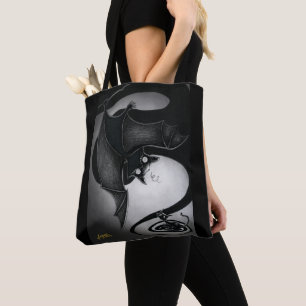 Boo Kitty with a Dizzy Bat Tote Bag