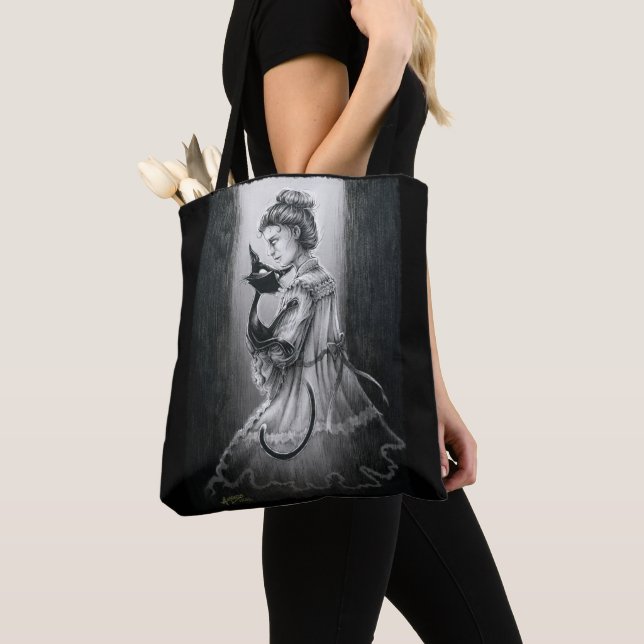 Boo Kitty With Her Ghost Tote Bag (Close Up)