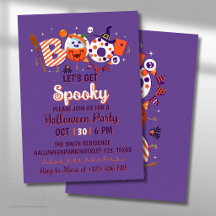 Boo Let's Get Spooky Purple Halloween Party