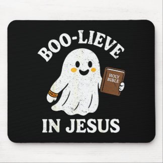Boo-lieve In Jesus Funny Christian Ghost Reading H Mouse Pad