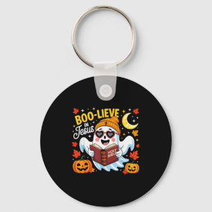 Boo-lieve In Jesus Ghost Christian Halloween Funny Keychain