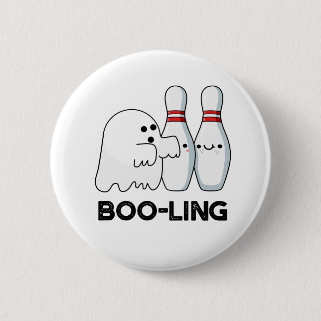 Boo-ling Funny Halloween Bowling Ghost Pun 2 Inch Round Button (Front)