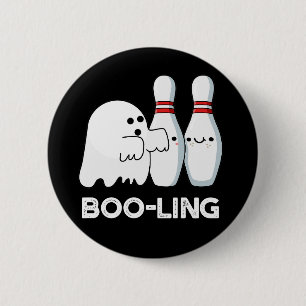 Boo-ling Funny Halloween Bowling Ghost Pun Dark BG 2 Inch Round Button
