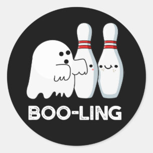 Boo-ling Funny Halloween Bowling Ghost Pun Dark BG Classic Round Sticker
