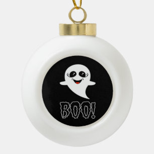 Boo Little Halloween Classic Design Ceramic Ball Christmas Ornament