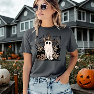 Boo Magic Vibes Boho Floral Ghost T-Shirt