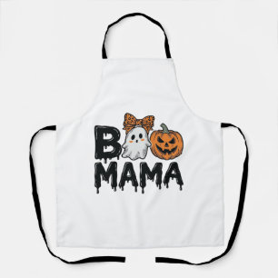 Boo Mama Halloween Ghost Pumpkin Mom Shirt Design_ Apron