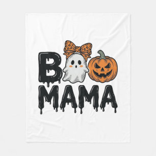 Boo Mama Halloween Ghost Pumpkin Mom Shirt Design_ Fleece Blanket
