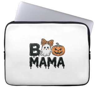 Boo Mama Halloween Ghost Pumpkin Mom Shirt Design_ Laptop Sleeve