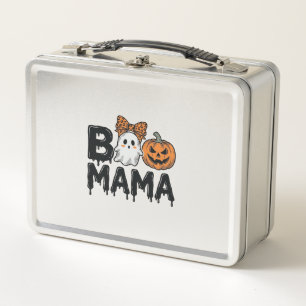 Boo Mama Halloween Ghost Pumpkin Mom Shirt Design_ Metal Lunch Box