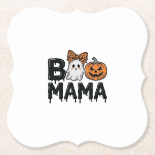 Boo Mama Halloween Ghost Pumpkin Mom Shirt Design_ Paper Coaster