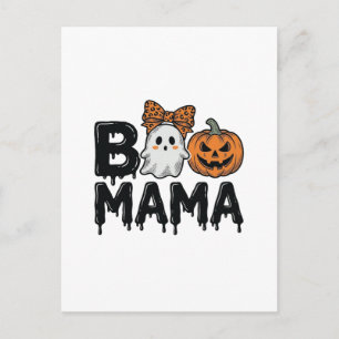 Boo Mama Halloween Ghost Pumpkin Mom Shirt Design_ Postcard