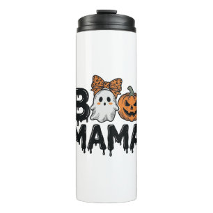 Boo Mama Halloween Ghost Pumpkin Mom Shirt Design_ Thermal Tumbler
