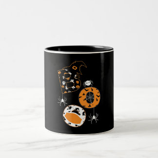 Boo Mask Spider Witch  Pumpkin Pattern Two-Tone Coffee Mug