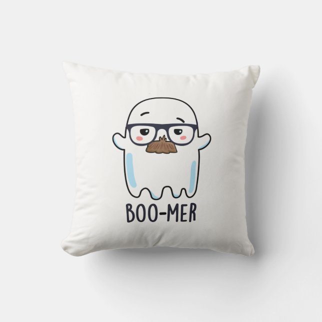 Boo-mer Funny Middle Aged Ghost Pun  Throw Pillow (Front)