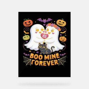 Boo Mine Forever Cute Ghosts Black Cat Love Hallow Acrylic Sign