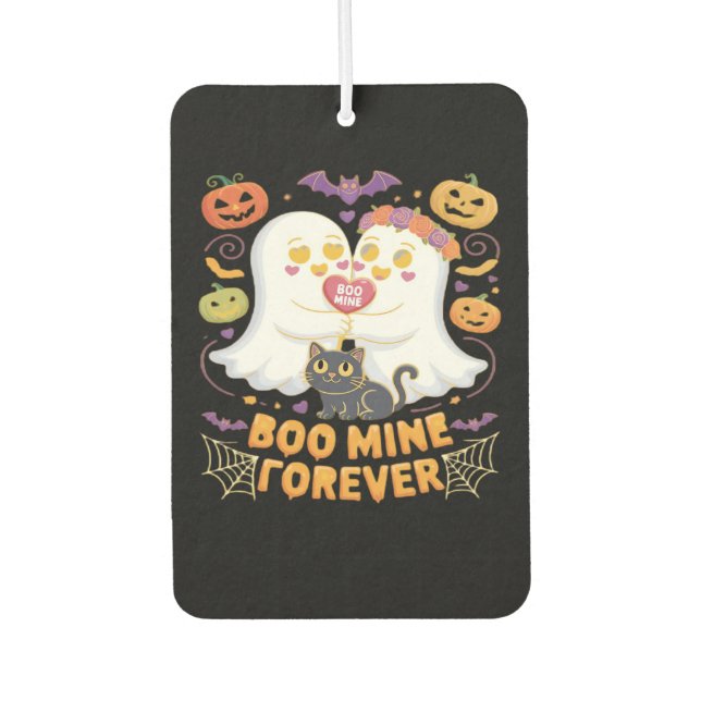 Boo Mine Forever Cute Ghosts Black Cat Love Hallow Air Freshener (Front)