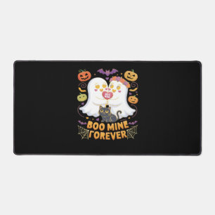 Boo Mine Forever Cute Ghosts Black Cat Love Hallow Desk Mat