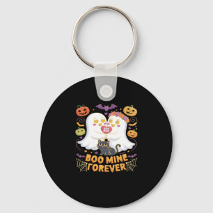 Boo Mine Forever Cute Ghosts Black Cat Love Hallow Keychain