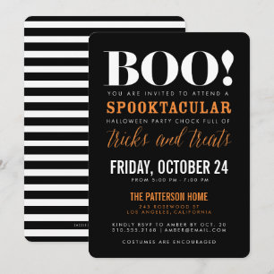 BOO   Modern Halloween Party Invitation