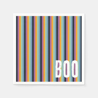 Boo Muted Colours Halloween Stripes Napkin