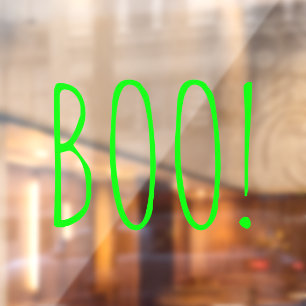 Boo neon green typography spooky funny Halloween Window Cling