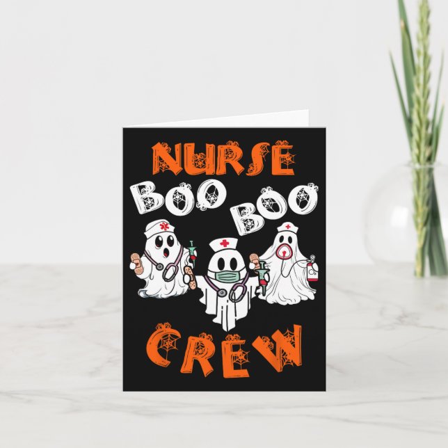 Boo Nurse Scrub Funny Ghost Halloween Costumes Wom Card (Front)