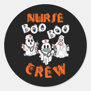 Boo Nurse Scrub Funny Ghost Halloween Costumes Wom Classic Round Sticker