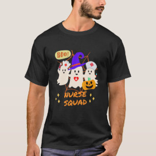 Boo Nurse Squad Ghost And Pumpkin Halloween Day T-Shirt