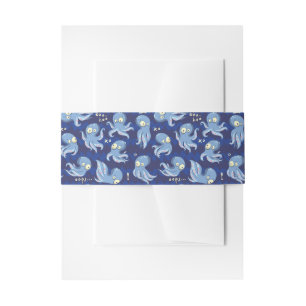 Boo Octopus Blue Kids Clothing & Décor Invitation Belly Band