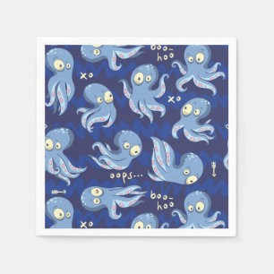 Boo Octopus Blue Kids Clothing & Décor Napkin