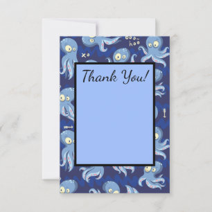 Boo Octopus Blue Kids Clothing & Décor Thank You Card