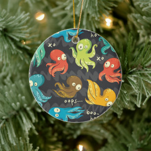 Boo Octopus Cute Colourful Kids Clothing & Décor Ceramic Ornament