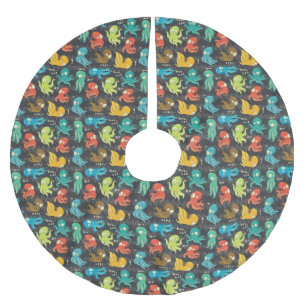 Boo Octopus Cute Multicolor Kids Clothing & Décor Brushed Polyester Tree Skirt
