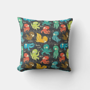 Boo Octopus Cute Multicolor Kids Clothing & Décor Throw Pillow