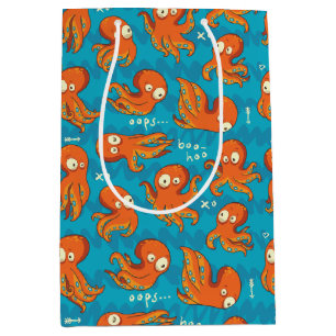 Boo Octopus Cute Orange Kids Clothing & Décor  Medium Gift Bag