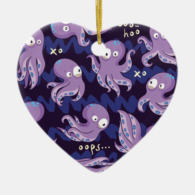 Boo Octopus Cute Purple Kids Clothing & Décor Ceramic Ornament (Front)