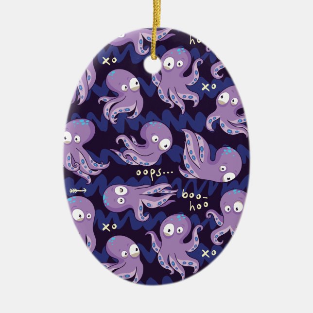 Boo Octopus Cute Purple Kids Clothing & Décor Ceramic Ornament (Front)