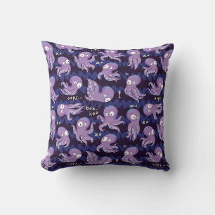 Boo Octopus Cute Purple Kids Clothing & Décor Throw Pillow