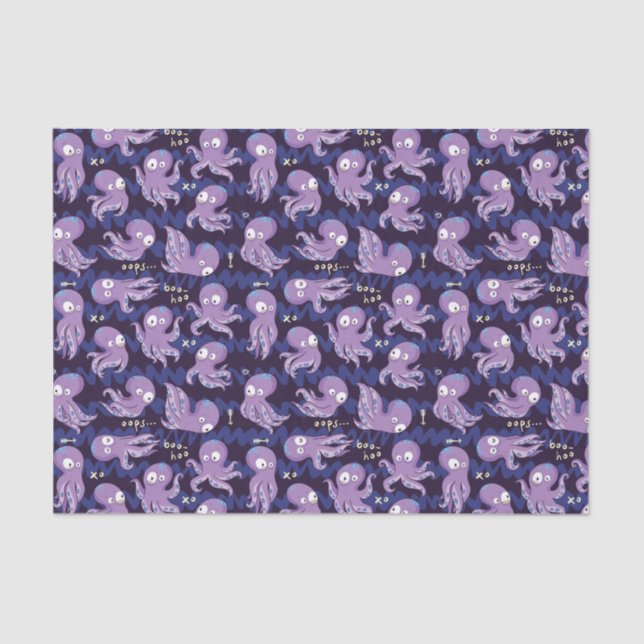 Boo Octopus Cute Purple Kids Clothing & Décor Tissue Paper (Front)