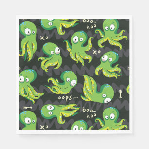 Boo Octopus Green Kids Clothing & Décor Napkin