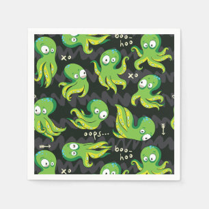 Boo Octopus Green Kids Clothing & Décor Napkin